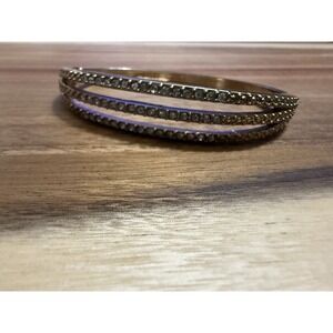 Vintage Avon (marked NRQ) Clear/CZ Rhinestone Gold Tone Cuff Hinged Bracelet